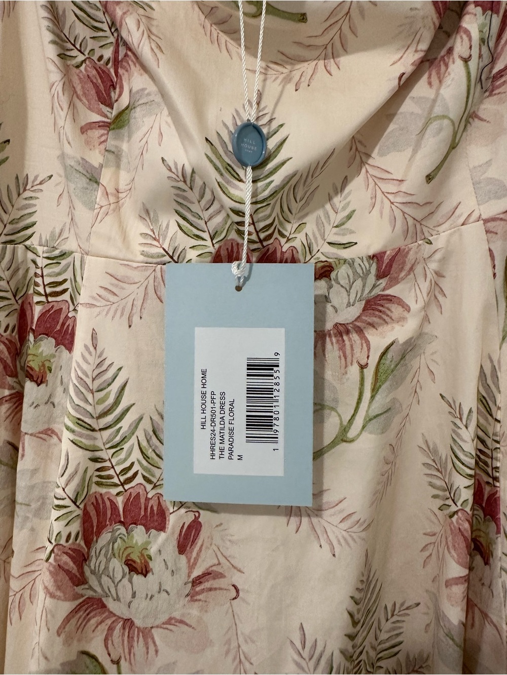 Floral Midi Dress in Cream with Pink & Green Print - Picture 2 of 2